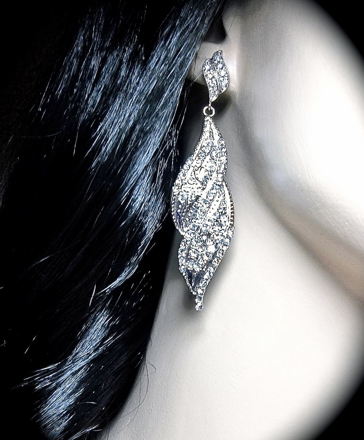 Rhinestone Earrings - Long - Super Sharp - 3" long - Crystal rhinestone earrings - Bridal jewelry - bridesmaids - prom - gift