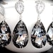 Crystal earrings - Large- 28mm - Swarovski - Black crystals - Teardrops - Sterling silver - Cubic Zirconia posts - Bridal jewelry - Formal -