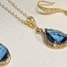 Blue Sapphire - Necklace and Earring set - Gold filled - Cubic Zirconia ear wires- September birthstone - Bridal jewelry - gift -