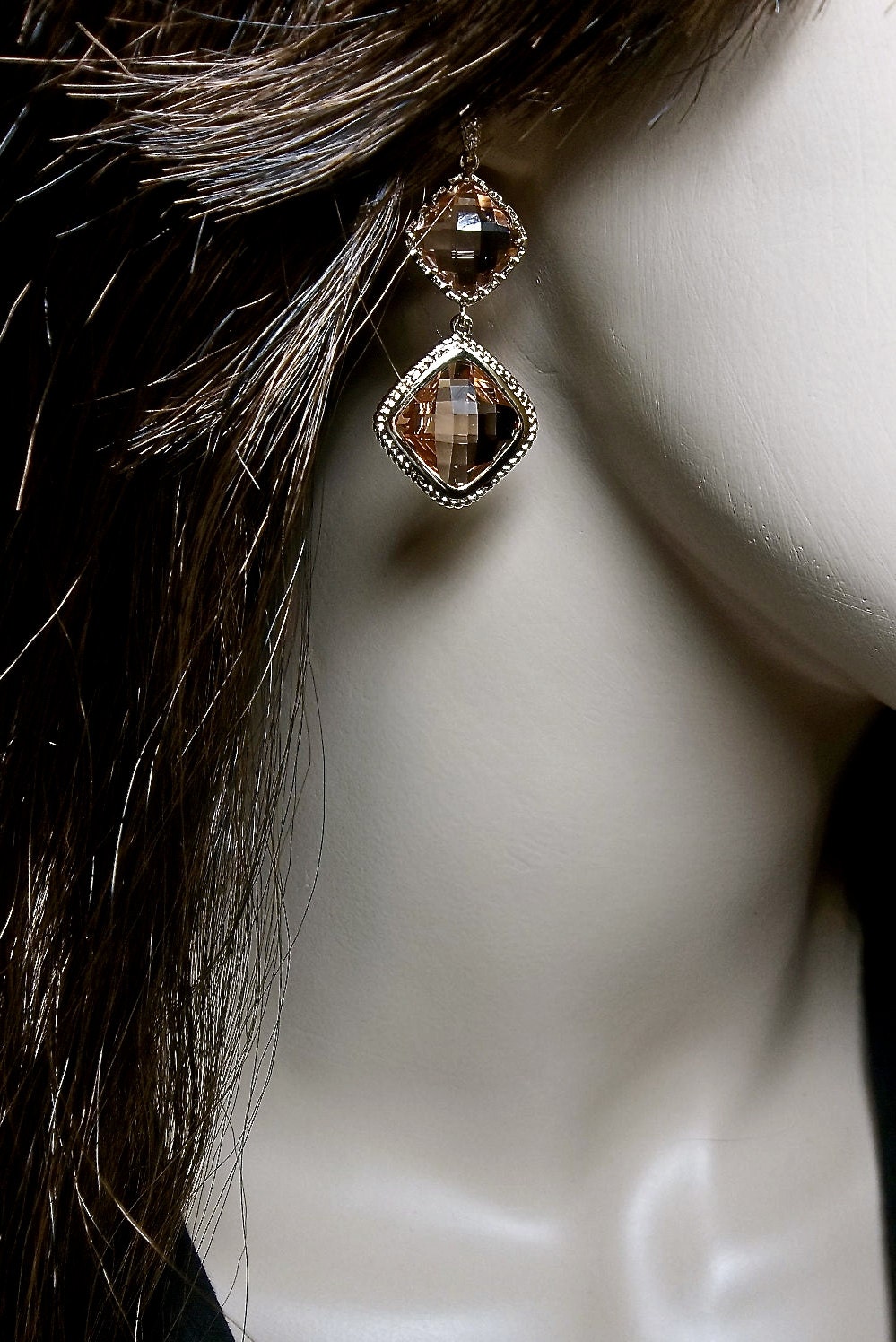 Gold earrings - Champagne - Sparkles like crazy - Gold over Sterling posts -