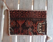 Ottoman Turkish Hand Woven  Tribal  Bag   w tassles 11 x 16   brown black rust - oldhorizons