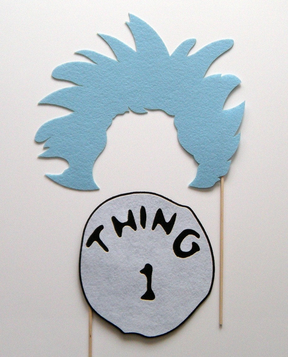 Thing One photo booth prop on a stick