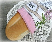 Bread Bag made from a 1990 Vintage Linen Cloth Calendar  Pink Floral Flower Motif