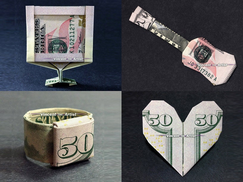 Buy unique gifts - Unique 50th Birthday Presents Made of Fifty Dollar Bill MONEY ORIGAMI Gifts for 50 Yr Old Fifety