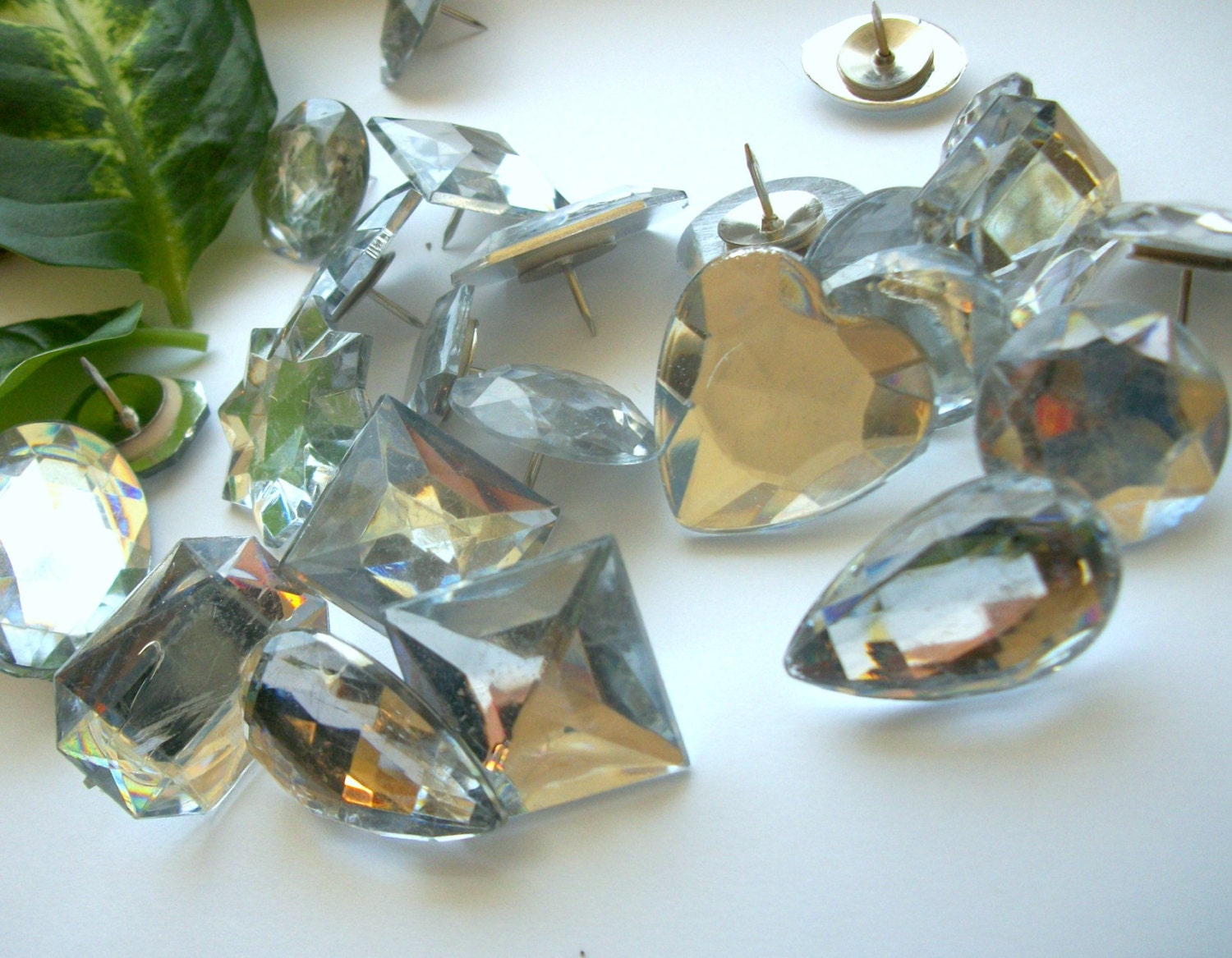32 Jeweled Thumb Tacks/Push Pins for Weddings, Engagements, Office Boards, Elegant Events requiring a little Bling and Sparkle