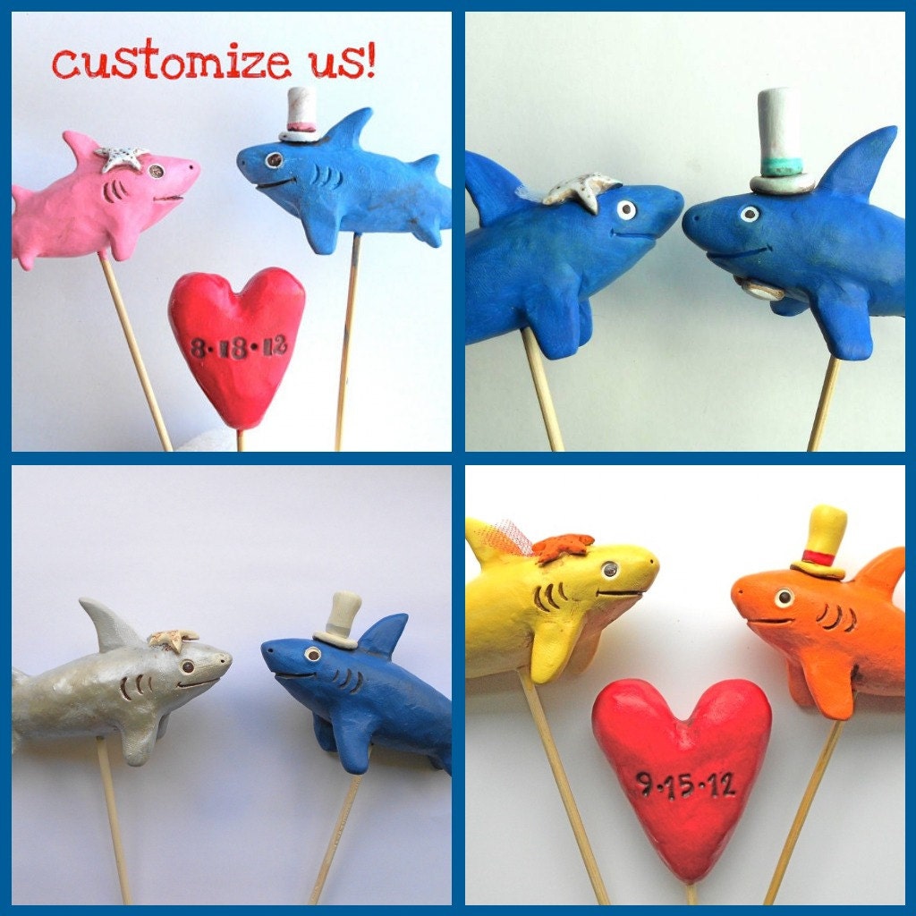 Sharks In Love wedding cake topper
