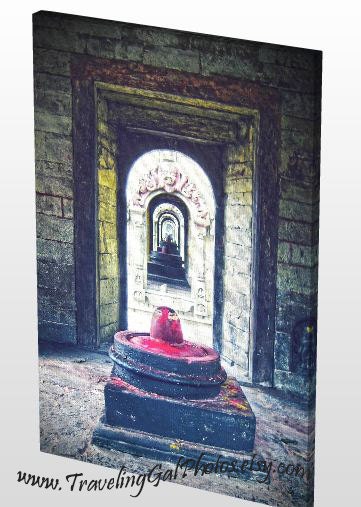 Canvas Gallery Wrap 16x20 travel photography door doorway red brown yellow brick stone collection home decor large wall art