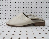 vintage / ivory open-toe sling back sandals