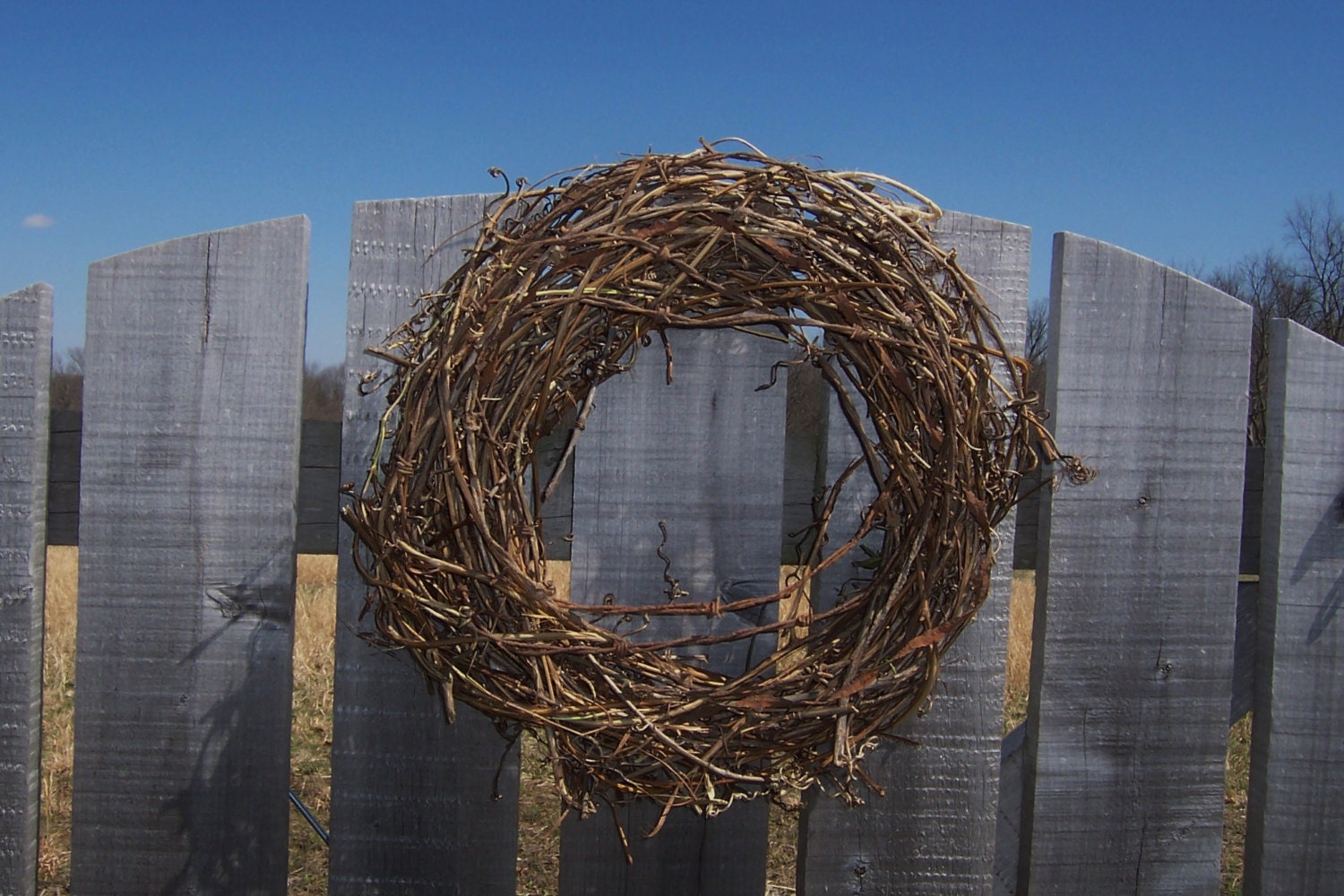 Barbed Wire Grapevine Wreath - Rusty Patina Farmhouse Country Decor Rustic Industrial, Rustic Garden