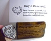 Business Card Stamps - Rustic and Distressed Upcycled Wood Mount Stamps x2