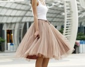 Tulle Skirt high quality Tutu Skirt Elastic Waist tulle tutu Princess Skirt in Kahki - NC455