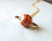 Planet Saturn Necklace Solar System on Gold Chain