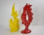 Vintage Rooster Hen Painted Statue Figurine art