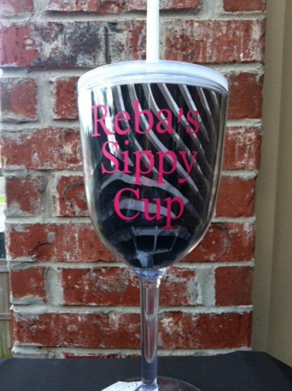 Personalized Preppy Stripe Acrylic Wine Glass by AWomansWishList
