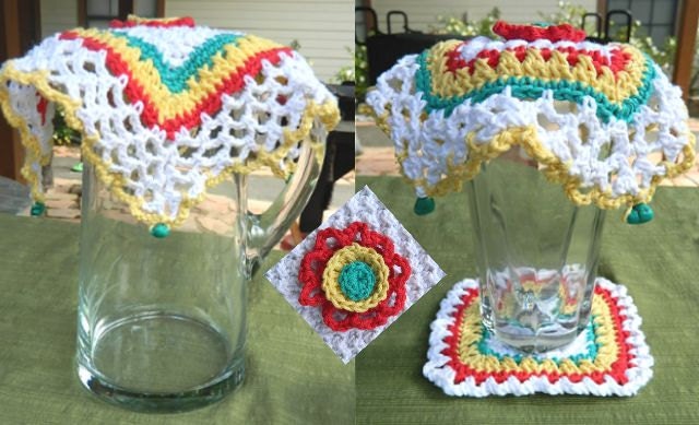 Crochet Fiesta Picnic Beverage Cover Set Pattern
