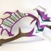MAUVE & MINT PAIR huge fallow antlers painted triangles chevron geometric nordic design fairisle scandinavian icelandic aztec green purple