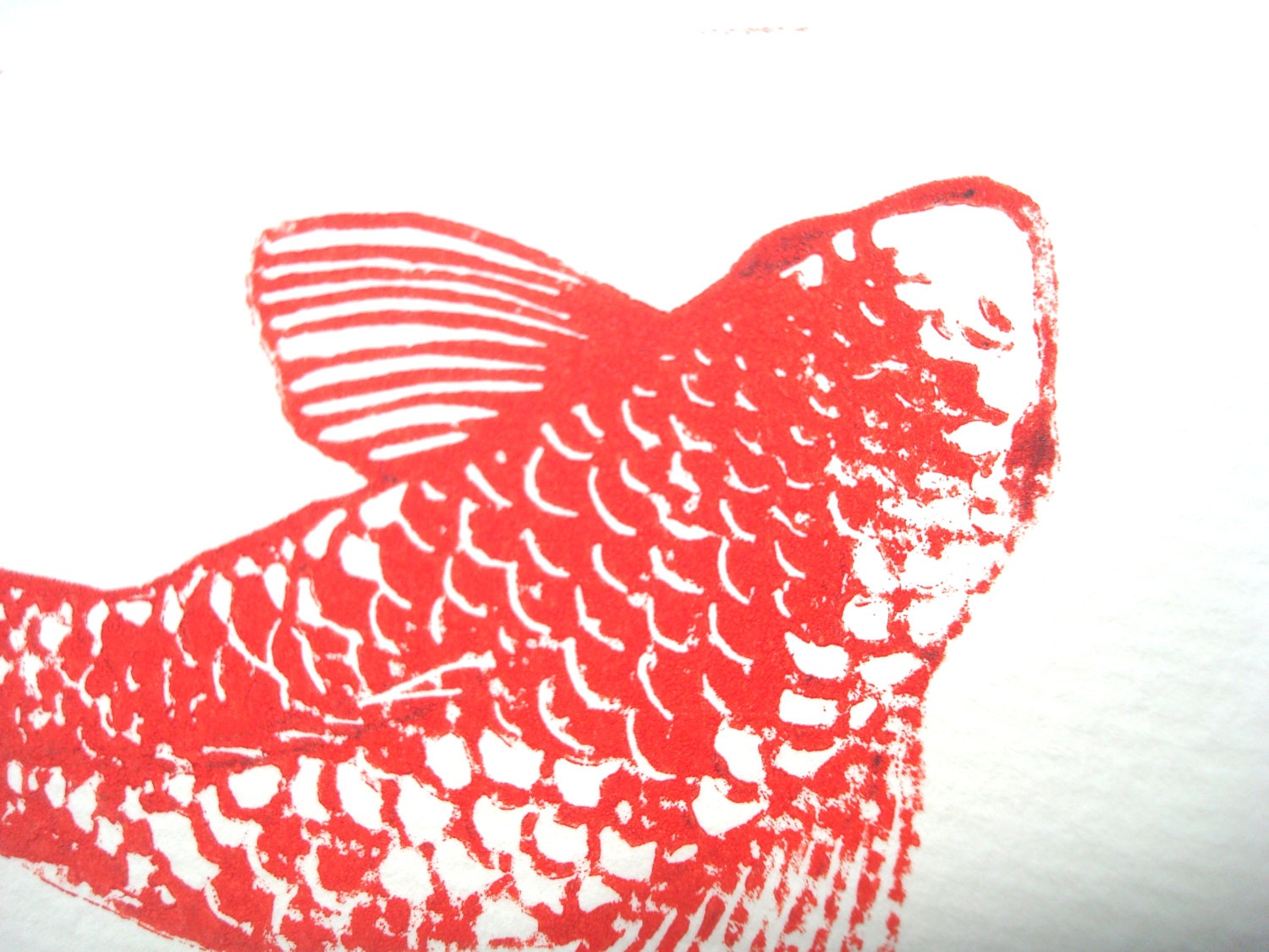 Original Linocut: Koi