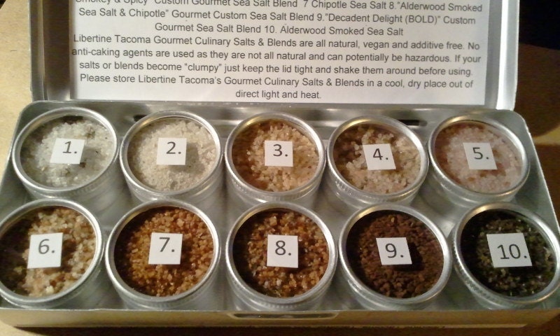 10 Tins Grilling Flavors Gourmet Culinary Salts & Blends Sampler