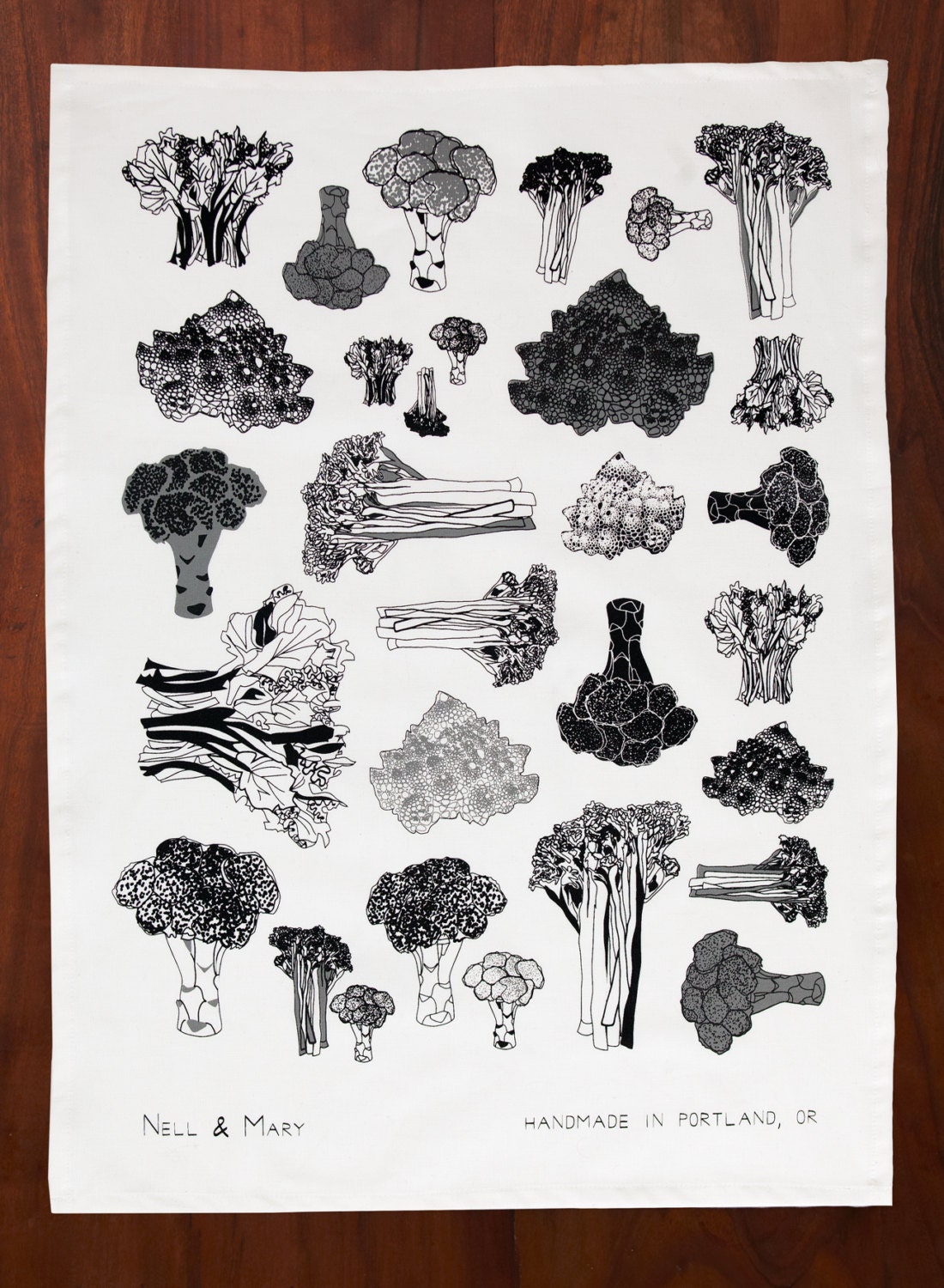 Broccoli Tea Towel - Gray