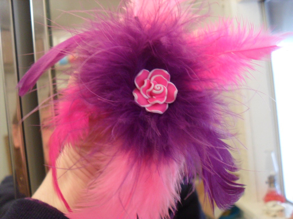 Pink and Pruple Feather Barrette