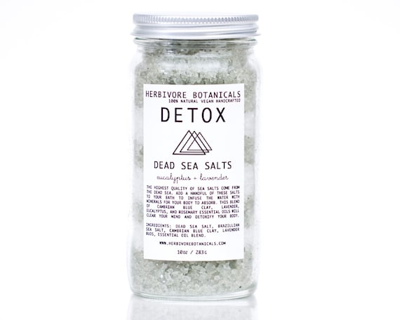 Detox Bath Salts. Blue Clay. Dead Sea Salt. Made with Essential Oils. 100% Natural. 10 oz. Jar of Bath Salts.