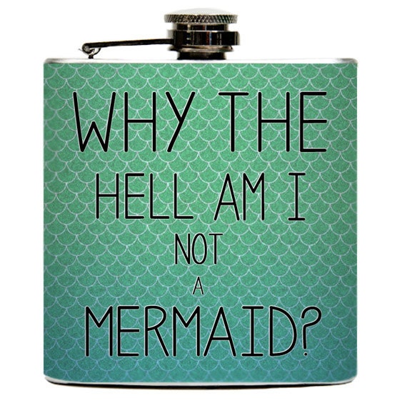 The Mermaid Liquid Drinking Flask. Mermaids Scales Ocean Girls Night Funny Birthday Party Gifts - Stainless Steel 6 oz