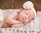 20% OFF ENTIRE ORDER ivory satin ruffle bloom infant headband satin flower headband ivory headband flower headband toddler headband