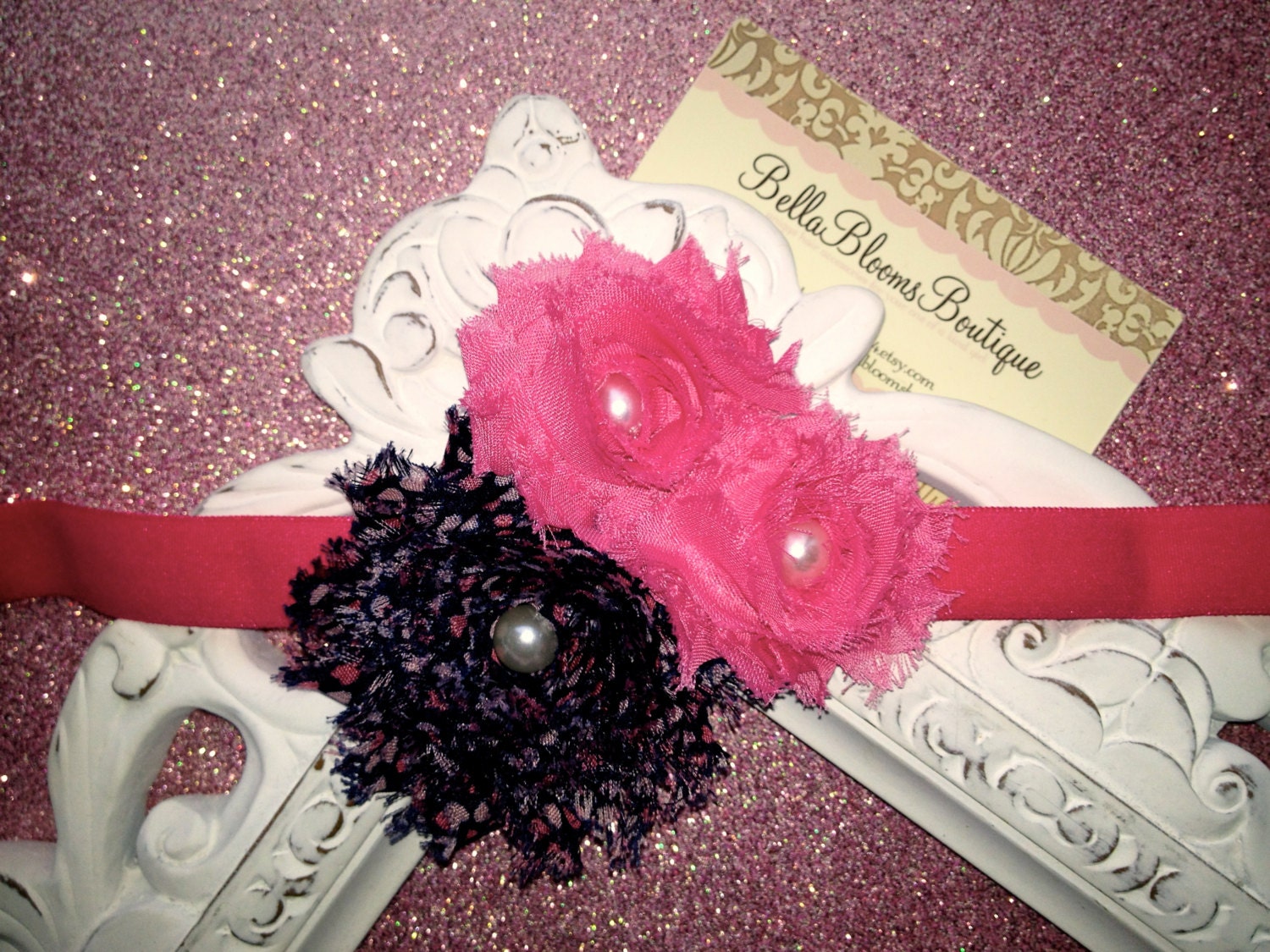 20%OFFORDER.Shabby Headband.Flower Headband.Pink Headband.Heart Headband.Infant Headband.Toddler Headband.Girl Headband.navy pink