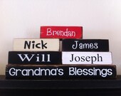 Mom Day Grandma Nanny Nana Grandpa Dad Daddy Papa Blessings stacker blocks wood
