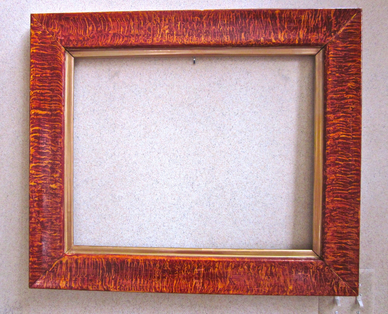 Wood Wall Frame Vintage Large Vinegar Painted Flat Oak handpainted