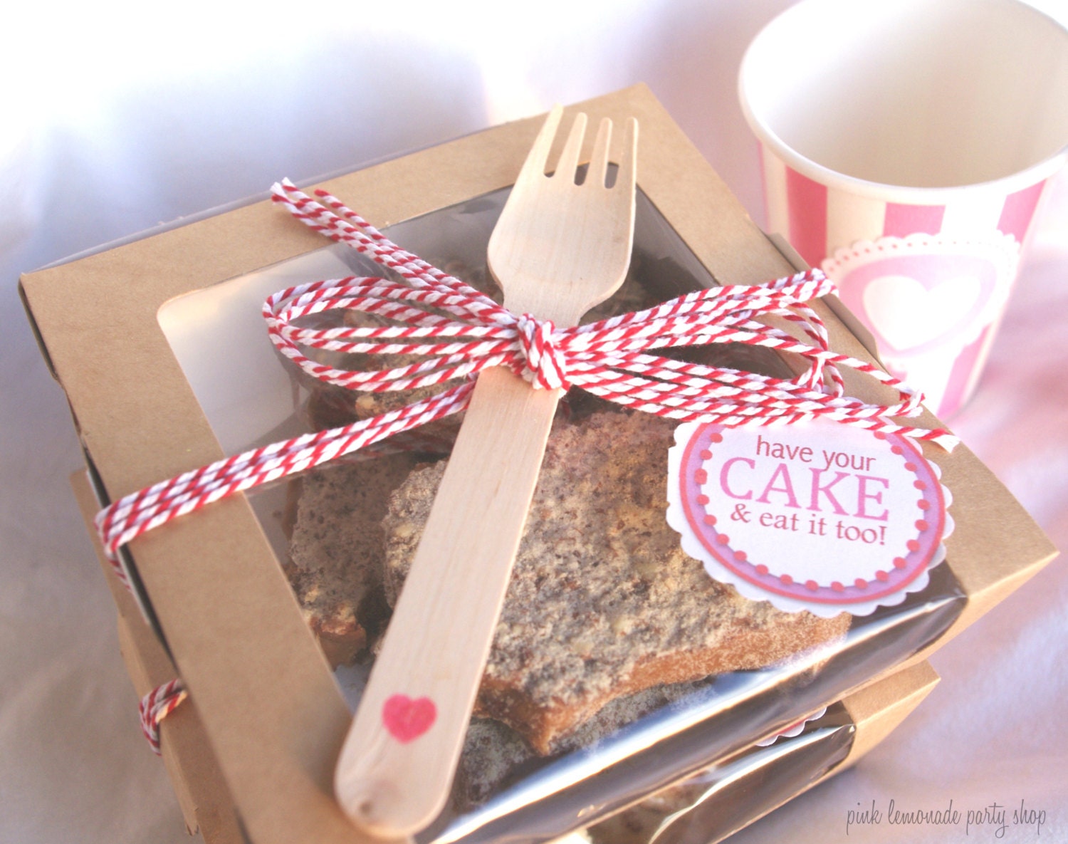 Valentine KiT--10ct--cake and eat it too--boxes with handmade adhesive labels- and stamped heart forks Il_170x135