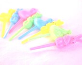 ReTRO Bunnies and Chicks EASTER Cupcake picks--12ct--pink,green, yellow and blue Il_170x135