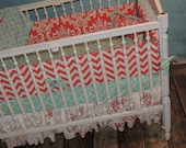 Custom Created Aqua and Coral Crib Bedding