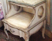 RESERVED Vintage French Provincial NightStand Table Original Paint Shabby Chic Cottage Furniture Provencial