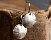 Round Silver Earrings - Sterling Domed Circle Textured Oxidized Simple Metal Jewelry