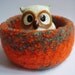 felted wool bowl tangerine and ocean container jewelry holder