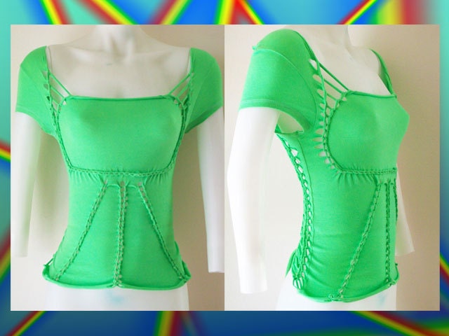 Womens / Juniors Blank Lime Green Top Cut Shirt Series Size Small, Medium, Large, XL, 2XL, 3XL Shredded T