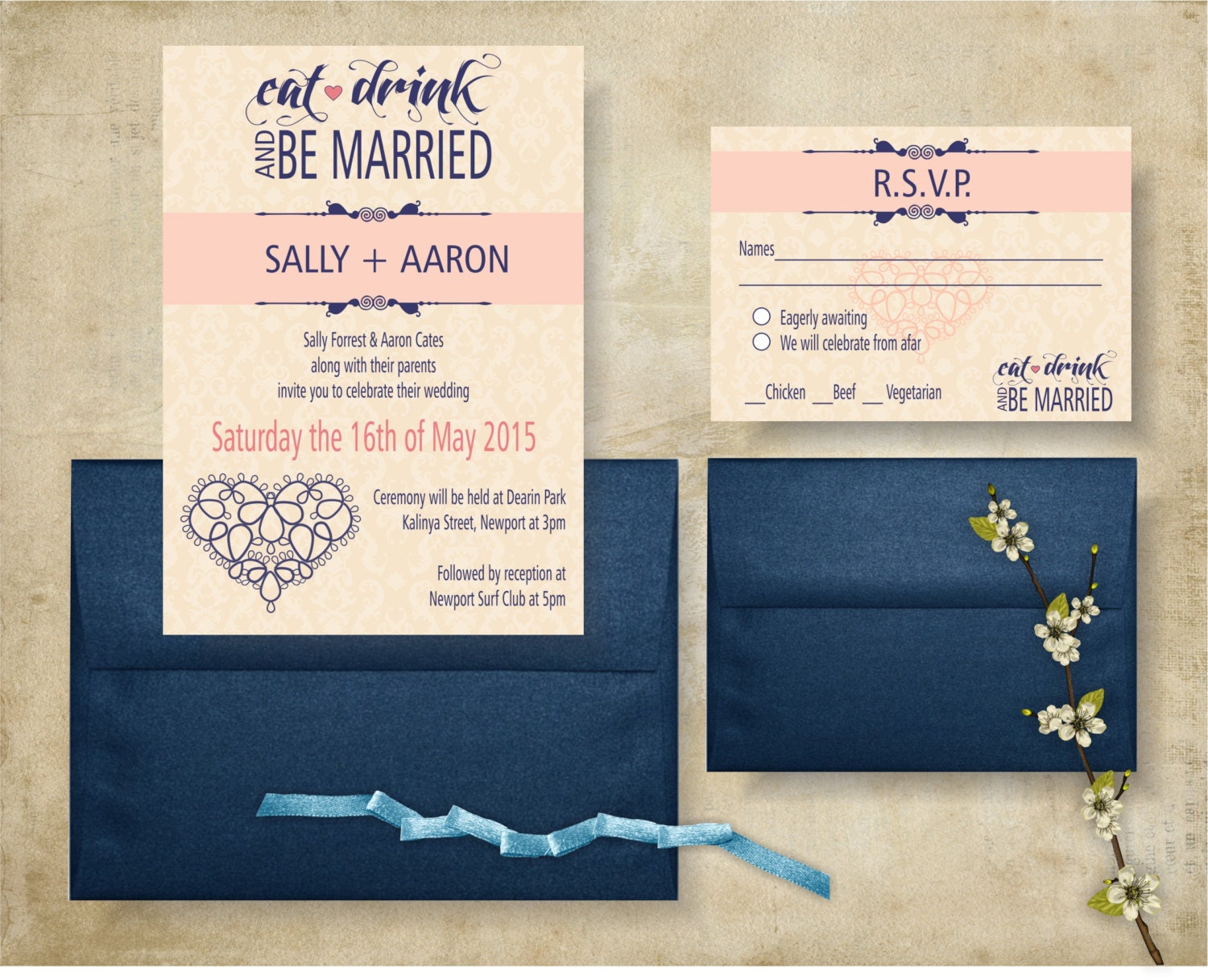 Eat Drink & Be Married Wedding Invitation