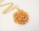 Pumpkin Orange Peony Necklace