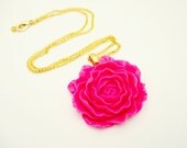 Chunky Hot Pink Rose Necklace