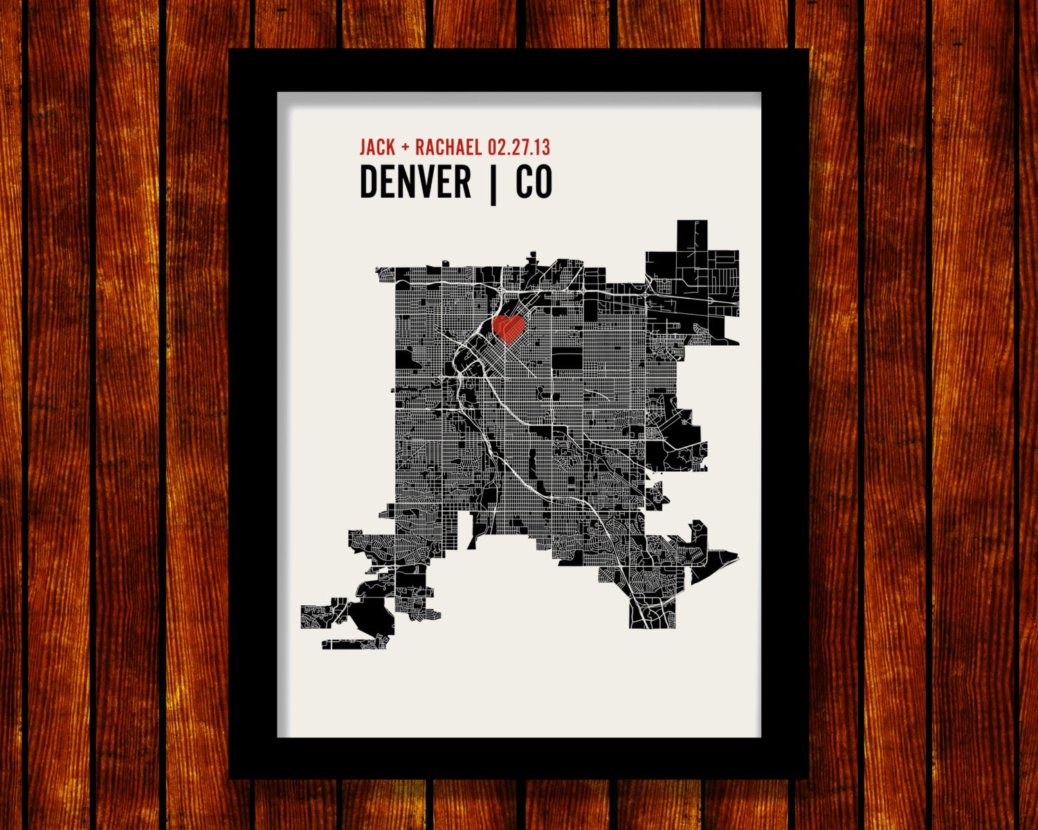 Denver Colorado Wedding or Housewarming Gift Print - Personalized Map Art