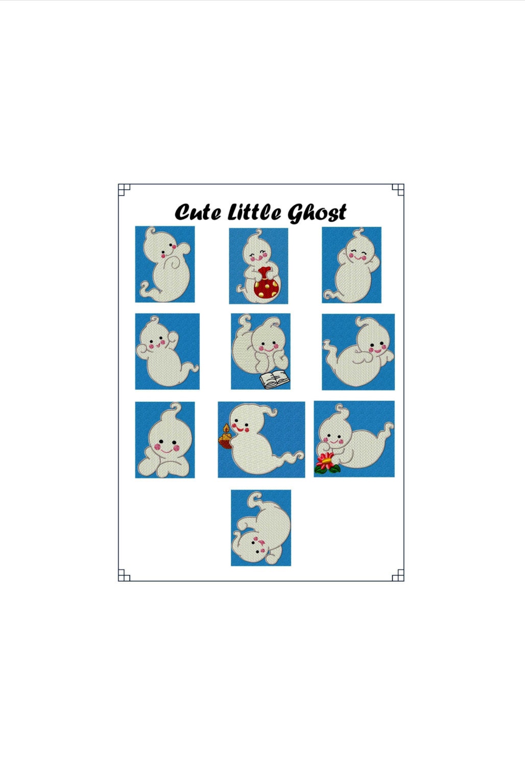 Instant Download Set 10 CUTE LITTLE GHOST  Machine Embroidery Designs