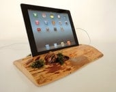 Live evergreen dock for iPad1 / iPad2 / iPad3 / iPad4 / iPad mini  -  docking station made from wood and moss - can serve as holder / stand