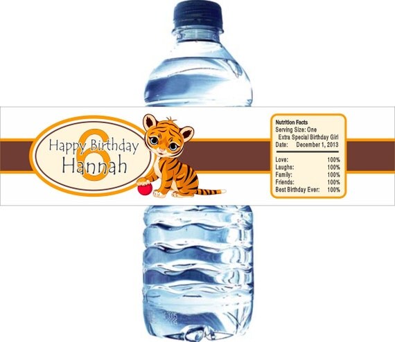 30 Tiger Cub Water Bottle Labels, Waterproof and self stick Il_570xn