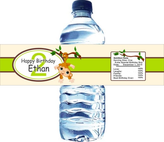 30 Monkey Theme Water Bottle Labels, Waterproof and self stick Il_570xn
