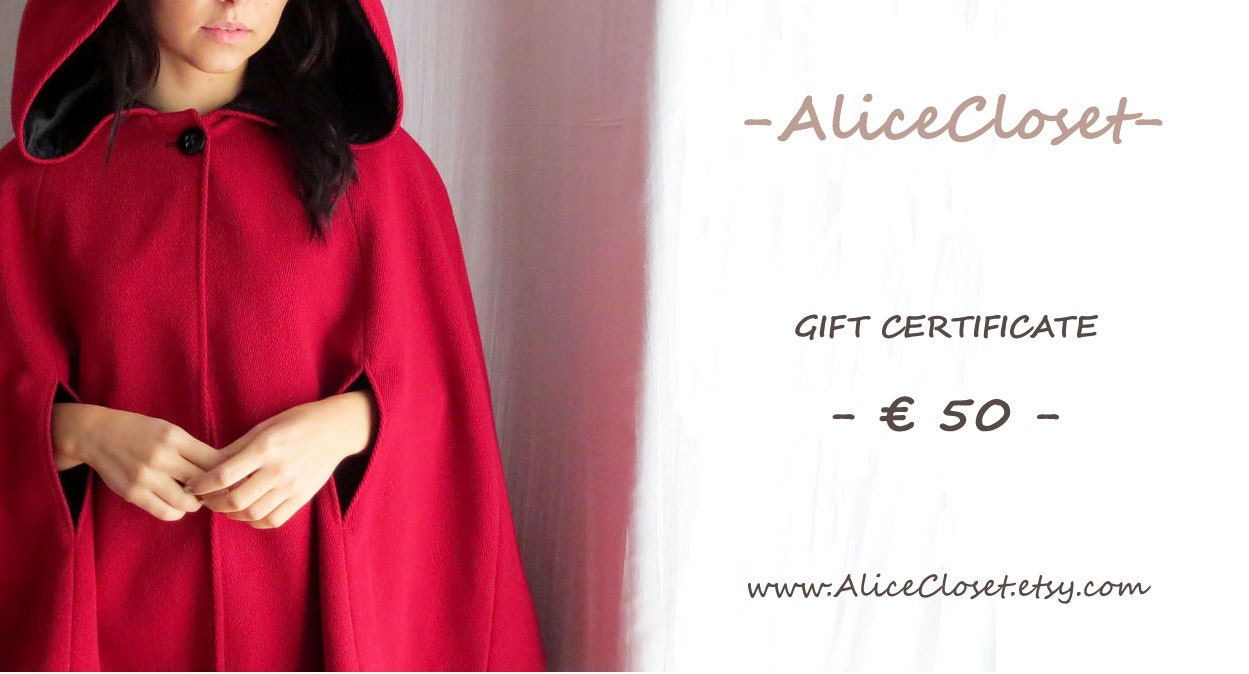Gift Certificate 50 euro - gift for her christmas present valentine day last minute gift