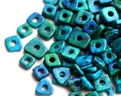 Greek Mykonos beads - Ocean Teal Blue mix - ceramic, tiny spacers, 5mm - approx.70pc - 0701