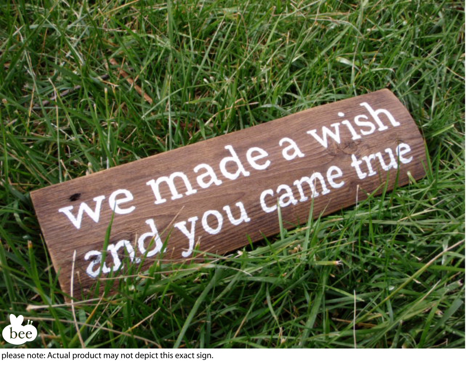We made a wish and you came true: handpainted rustic stained wooden sign for baby gift (item 1219)