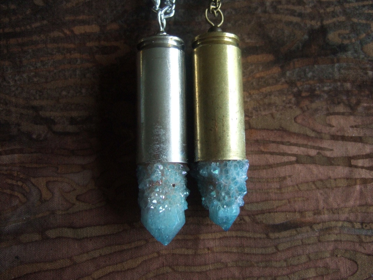 XL Aqua Aura Cactus Quartz Crystal Bullet Necklace