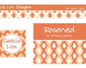 Premade Etsy Shop Set with Banner Avatar and Reserve Graphic for Small Business Owners Orange Sherbert Ikat Pattern